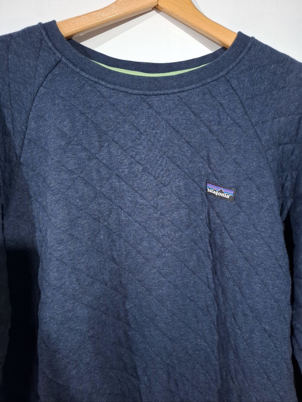 Patagonia Work Wear Women's Quilted Crewneck Sweatshirt Navy Organic Cotton Sz L - Picture 7 of 13